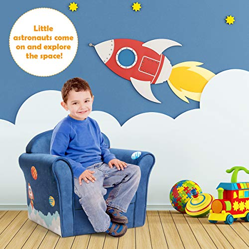 Costzon Kids Couch, Children's Sofa Armrest Chair with Pattern, Toddler Furniture w/Sturdy Wood Construction, Preschool, Lightweight Children Couch Sofa Chair for Aged 1-5 Boys & Girls Gifts, Spaceman - Image 5