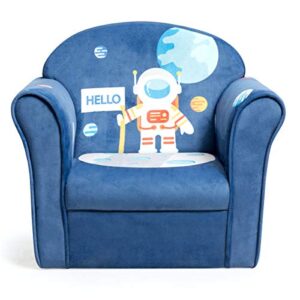 Costzon Kids Couch, Children’s Sofa Armrest Chair with Pattern, Toddler Furniture w/Sturdy Wood Construction, Preschool, Lightweight Children Couch Sofa Chair for Aged 1-5 Boys & Girls Gifts, Spaceman