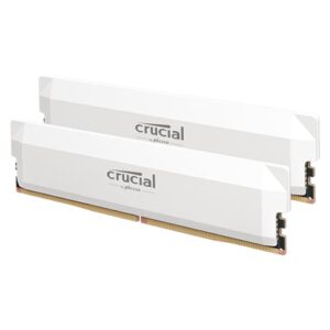 Crucial Pro DDR5 RAM 64GB Kit (2x32GB) 6000MHz CL40, Overclocking Desktop Gaming Memory, Intel XMP 3.0 & AMD Expo Compatible – White CP2K32G60C40U5W