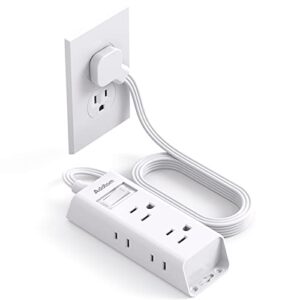 Cruise Essentials – Flat Plug Power Strip, Addtam 5 ft Ultra Flat Extension Cord with 6 Outlets Extender, No Surge Protector for Cruise Ship, Travel, Dorm, Home Office, ETL Listed