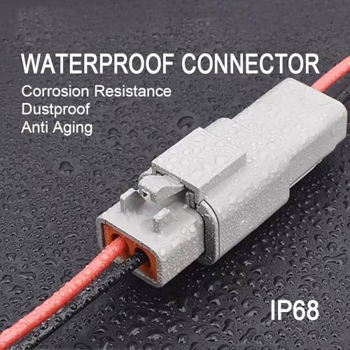 DTP 2 Pin Connector with 12 AWG Cable Wire,2 Way DT Automotive Waterproof Electrical Connector Male Female Plug Wiring Harness,for Car,Truck,Boats,LED Work Light(2 Pairs) - Image 4