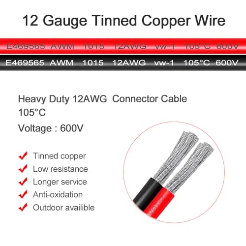 DTP 2 Pin Connector with 12 AWG Cable Wire,2 Way DT Automotive Waterproof Electrical Connector Male Female Plug Wiring Harness,for Car,Truck,Boats,LED Work Light(2 Pairs) - Image 5