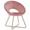 DUHOME Modern Accent Velvet Chairs Dining Chairs Single Sofa Comfy Upholstered Arm Chair Living Room Furniture Mid-Century Leisure Lounge Chairs with Golden Metal Frame Legs 1 PCS Pink