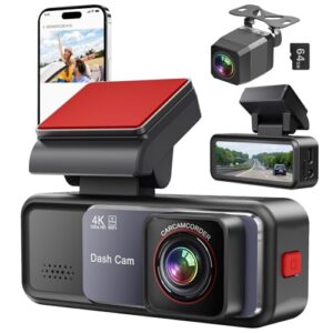Dash Cam, 4K/2K Full HD Dash Cam Front and Rear, Dash Camera for Cars with Built-in 5GWiFi, 3.2” IPS Screen Dashcam, with 64GB Card, Night Vision, Loop Recording, G-Sensor, Parking Mode