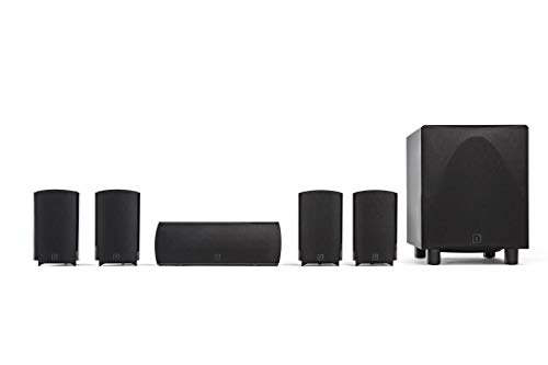 Definitive Technology ProCinema 6D – Compact 5.1 Channel Home Theater Speaker System | 250-Watt Powered Subwoofer Center Channel + 4 Speakers | Sleek Modern Looks Match Any Décor Black