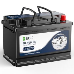EBL Platinum AGM Battery BCI Group 48R – 12v 70ah H6 Size 48R Automotive Battery, 120RC, 760CCA