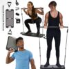 EVO Gym – Portable Home Gym Strength Training Equipment, at Home Gym | All in One Gym – Resistance Bands, Base Holds Gym Bar & Handles for Travel | Portable Gym & Home Exercise Equipment