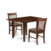 East West Furniture NDNO3-MAH-C 3 Piece Dinette Set for Small Spaces Contains a Rectangle Dining Table with Dropleaf and 2 Linen Fabric Kitchen Dining Chairs, 30×48 Inch, Mahogany