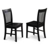 East West Furniture NFC-BLK-W Norfolk Dining Chairs – Slat Back Wood Seat Kitchen Chairs, Set of 2, Black