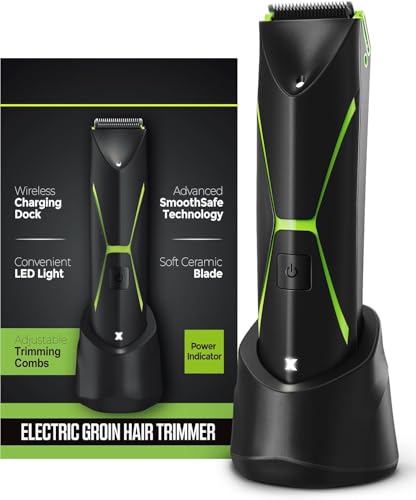 Electric Body Hair Trimmer for Men: Manscape Ball Trimmer Waterproof Pubic Hair Groomer Cordless Rechargeable Groin Shaver Replaceable Blade Shaving Wet/Dry Hygiene Razor Portable Body Grooming Travel