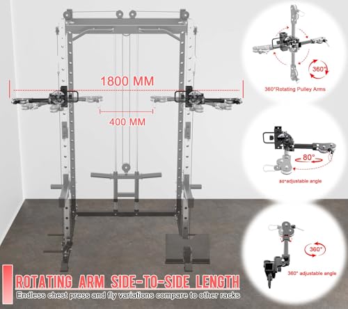 Eonfit E2 Power Rack for Home Gym Power Cage Functional Trainer with Pulley System Cable Crossover LAT Pulldown Fitness Equipment - Image 3