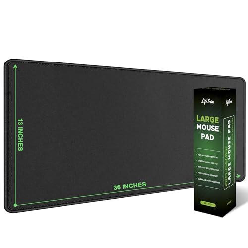 Extra Large Gaming Desk Cover – 36′ x 13′ Oversized Black Mouse Pad – Thick Desk Protector Mat