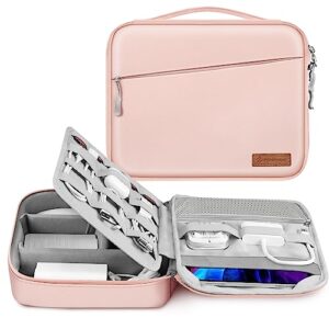 FINPAC Electronic Organizer Bag, Portable Accessories Storage for Cable/Cord/Charger/USB/SD Card, Portfolio Tablet Sleeve Carrying Case for iPad Pro 11/10.2″/10.5″ iPad Air/9.7″ (Rose Gold)