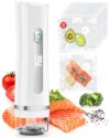 Fiii Vacuum Sealer with 30 Reusable Bags for Food, Powerful Handheld Vacuum Sealer Machine with Visible Water Tank, One Touch Kitchen Storage and Preservation, white & gray