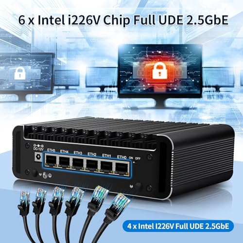Firewall Mini PC Quad Core N100, DDR5 8GB RAM 128GB NVMe SSD, 6 x 2.5GbE i226V LAN Fanless Computer Hardware, Micro Router Appliance, AES-NI, OPNsense, TypeC Port, TF Card Slot - Image 4