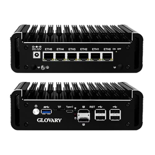 Firewall Mini PC Quad Core N100, DDR5 8GB RAM 128GB NVMe SSD, 6 x 2.5GbE i226V LAN Fanless Computer Hardware, Micro Router Appliance, AES-NI, OPNsense, TypeC Port, TF Card Slot