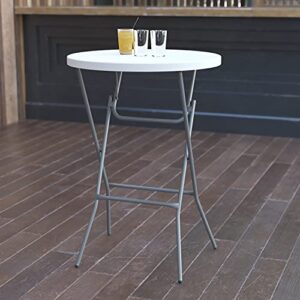 Flash Furniture 32″ Round Folding Bar Height Tables for Parties and Commercial Events, Indoor/Outdoor Plastic Bar Height Folding Tables, Set of 4, White