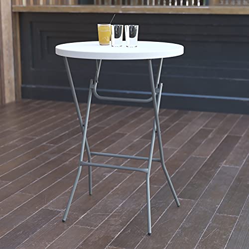 Flash Furniture 32″ Round Folding Bar Height Tables for Parties and Commercial Events, Indoor/Outdoor Plastic Bar Height Folding Tables, Set of 4, White