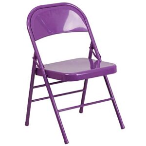 Flash Furniture Metal Folding Chairs, Impulsive Purple (Pack of 2)