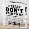 Funny Humor Office Desk Decor Sign Gifts for Coworkers Boss, Novelty Gifts for Coworkers Women Men, Don’t Talk To Me I Have No Self Control Desk Office Accessories