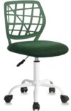 FurnitureR Kids Desk Chair, Adjustable Swivel Mesh Task Chair with Soft Textile Cushion & Plastic Back, Armless Rolling Ergonomic Computer Chair for Children & Teens, Forest Green