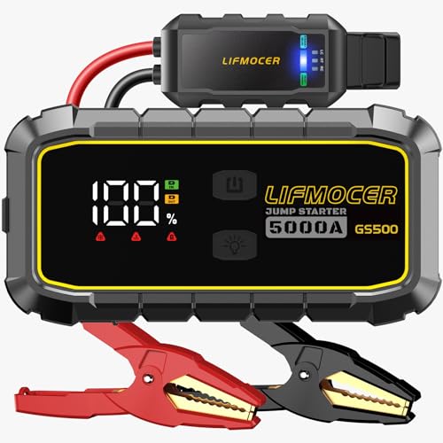 GS500 Car Jump Starter – 5000A Car Battery Jump Starter for Up to All Gas and 10.0L Diesel Engines, 12V Portable Jump Box with Storage Case USB Quick Charge, and LCD Display