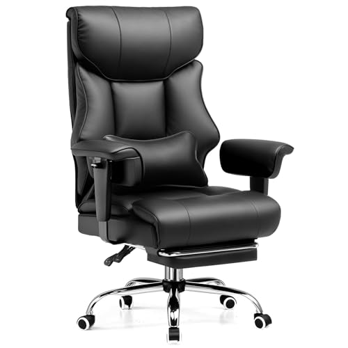 GTRACING Big and Tall Gaming Chair 400lbs Heavy Duty Office Chair with Foot Rest & Ergonomic Pocket Spring Cushion, High Back Lumbar Support for Lower Back Pain Relief, Ergo Black