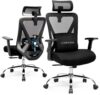 GTRACING Ergonomic Office Chair Wide Seat for Big and Tall People, High Back Gaming Chair with 3D Adaptive Lumbar Support & Headrest, Swivel Rolling Computer Seating for Long Desk Work, Black