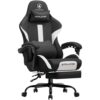 GTRACING Gaming Chair Ergonomic Office Chair with Foot Rest & Pocket Spring Cushion, High Back Computer Desk Chair with Headrest & Lumbar Support, Breathable Fabric Game Chair for Adults, Coal-Black