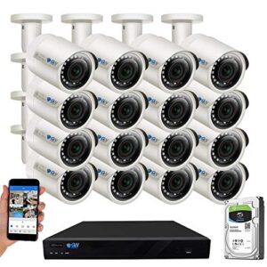 GW Security 16 Channel 4K NVR 5MP POE Audio & Video Smart AI Security Camera System – 16 x 5MP 1920P Weatherproof Bullet Cameras, Built in Microphone, Pre-Installed 4TB Hard Drive