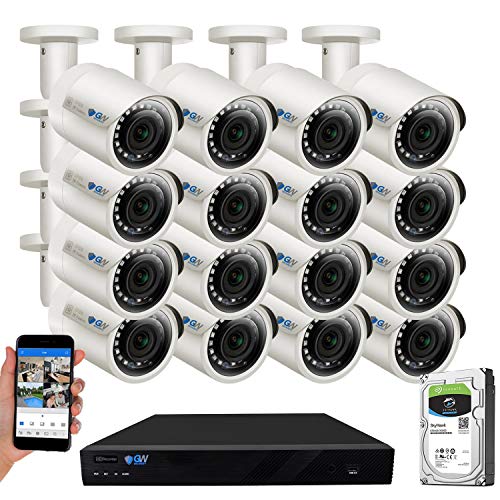 GW Security 16 Channel 4K NVR 5MP POE Audio & Video Smart AI Security Camera System – 16 x 5MP 1920P Weatherproof Bullet Cameras, Built in Microphone, Pre-Installed 4TB Hard Drive