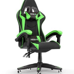Gaming Chair High Back, Ergonomic Computer Gamer Chair with Headrest and Lumbar Support, Racing Style Reclining Game Chair for Adults, Kids (Green-Black)