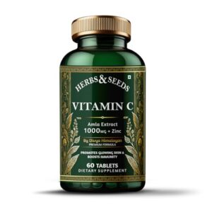 HERBS & SEEDS Vitamin C Supplement Tablet (Not Capsule) with Zinc |Plant Based| Dietary Antioxidant Supplement for Men & Women for Immune Support & Skin Health – 120 Tablet
