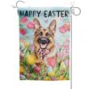 Happy Easter Garden Flag 12×18 Inch, German Shepherd Holiday Cute Dog Outside Vertical Banner Lawn Flag Double Sided for Home Spring Seasonal Outdoor Front Yard Decoration