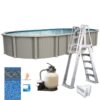 In The Swim 18′ x 33′ Oval Above Ground Swimming Pool – Excursion Package – Featuring: Sand Filter, Pump System and A-Frame Ladder