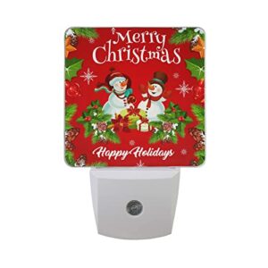 JSTEL Christmas Snowman Night Light Plug into Wall 2 Pack,Led Night Lights with Dusk to Dawn Sensor Decorative,Smart Small Nightlights for Home