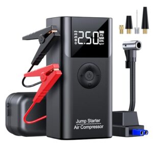 Jump Starter with Air Compressor, LERTIN 3500A 150PSI Portable Car Battery Jump Starter Pack, for Up to 9.0 Gas/8.0L Diesel Engine, 12V Jump Box with USB Quick Charge/3 Modes Lights/Large LCD Display