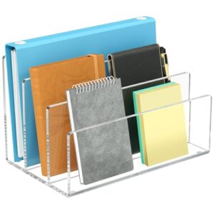 KTRIO Acrylic File Holder – 3 Section Desk Organizer for Envelopes and Electronics