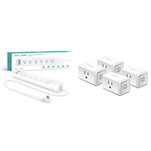 Kasa Smart Plug Power Strip HS300 and Smart Plug HS103P4 Bundle | Control Home Appliances from Anywhere