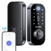 Keyles Entry Door Lock with Built-in Wi-Fi App Remote Control, OKIBB Fingerprint Door Lock with Doorbell, Smart Locks for Front Door, Auto Locking, Black