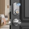 Keyless Entry Door Lock with Door Knob Handle, Fingerprint Door Locks, Electronic Smart Deadbolt, Keypad Door Lock with Code, Smart Locks for Front Doors, Auto-Lock & One Touch Locking
