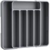 Kitsure Silverware Organizer – Adjustable Kitchen Drawer Organizer, Utensil Organizer, Cutlery Tray for Classified Storage, Versatile Kitchen Organizer, 12.13″ × 1.54″ × 8.07″~13.90″, Grey