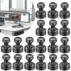 LOVIMAG Fridge Magnets for Office Accessories, 20 Pcs Black Refrigerator Magnets for Office Organization, Small and Strong Push Pin Magnets for Whiteboard, Office,Classroom,Kitchen,Locker etc