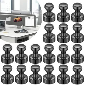 LOVIMAG Fridge Magnets for Office Accessories, 20 Pcs Black Refrigerator Magnets for Office Organization, Small and Strong Push Pin Magnets for Whiteboard, Office,Classroom,Kitchen,Locker etc