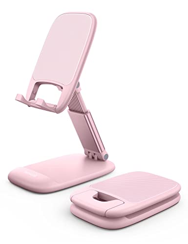 Lamicall Pink Phone Holder, Desk Accessories – Rose Gold Pink Office Cell Phone Stand, Desktop, Office Desks Accessories, Desk Decor for Women, for iPhone, 4-8” Phone