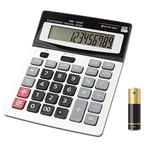 Large Electronic Calculator Counter Solar & Battery Power 12 Digit Display Multi-Functional Big Button for Business Office School Calculating (1 x Calculator)