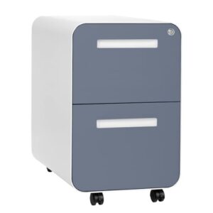 Laura Davidson Furniture Stockpile 2 Drawer Mobile File Cabinet with Lock – Under Desk Metal Filing Cabinet, Legal/Letter File Folders, Wheels and Stationary Feet, Pre-Assembled, Coastal Blue