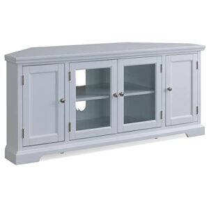 Leick Home Mateo Solid Wood Corner TV Stand for TVs up to 65″, 4 Door Entertainment Center, White, Living Room Storage, 85386