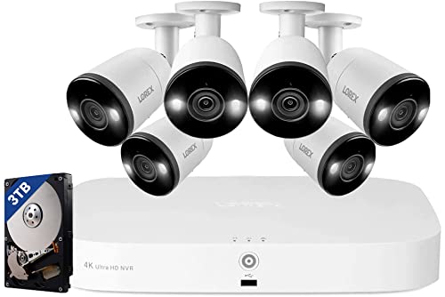 Lorex Fusion 4K Security Camera System w/ 3TB NVR – 8 Channel PoE Wired Home Security System w/ 6 Metal Cameras – Smart Motion Detection, Warning Alarm, 2-Way Audio, Color Night Vision, Weatherproof
