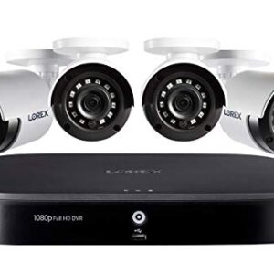 Lorex Indoor/Outdoor Wired Security Camera System, 1080p HD Bullet Cameras with Motion Detection Surveillance, Night Vision & Smart Home Voice Compatibility, 1TB 8 Channel DVR, 4 Cameras